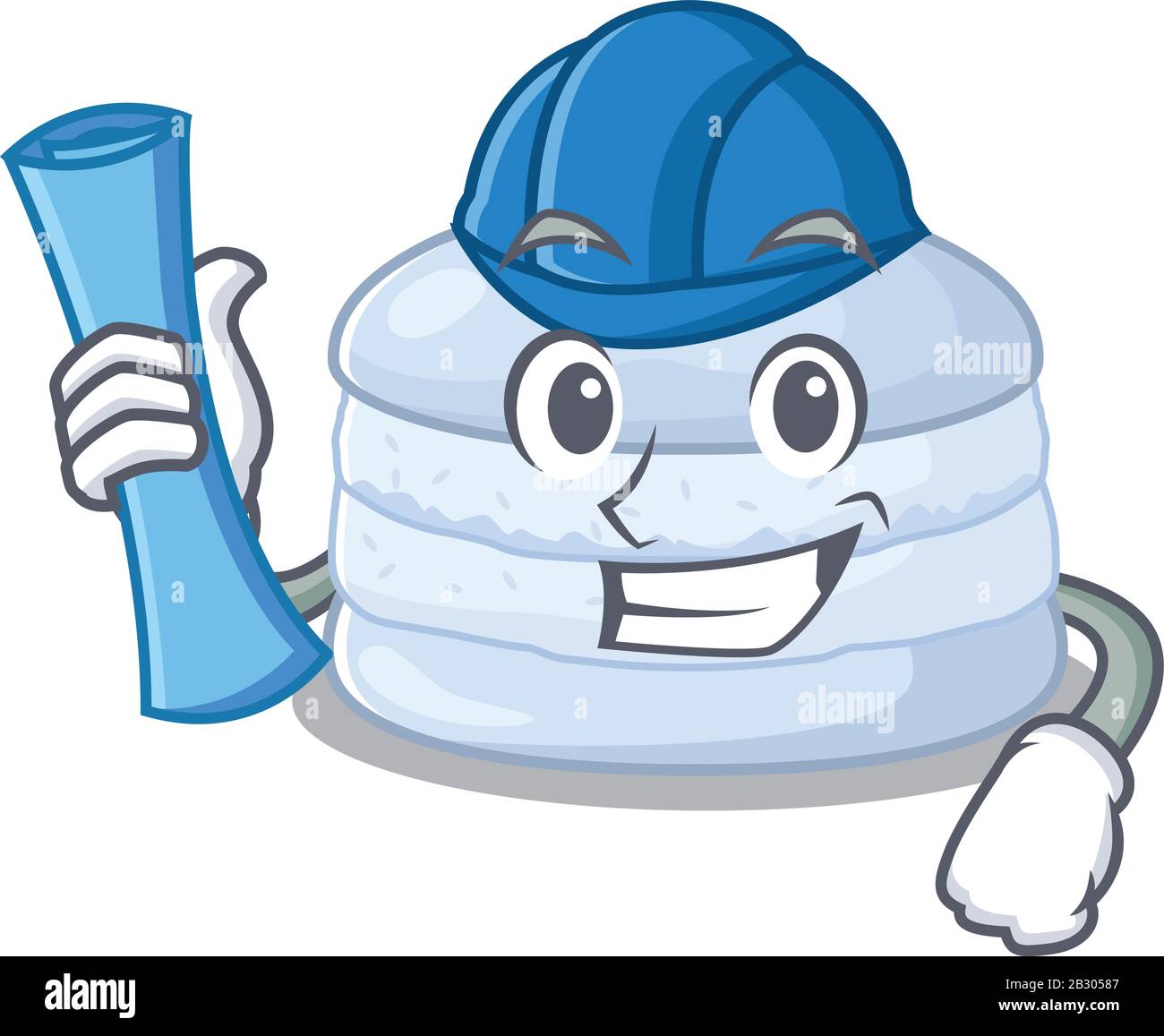 Un succès de l'architecte de macaron aux bleuets avec des imprimés bleus et un casque bleu Illustration de Vecteur