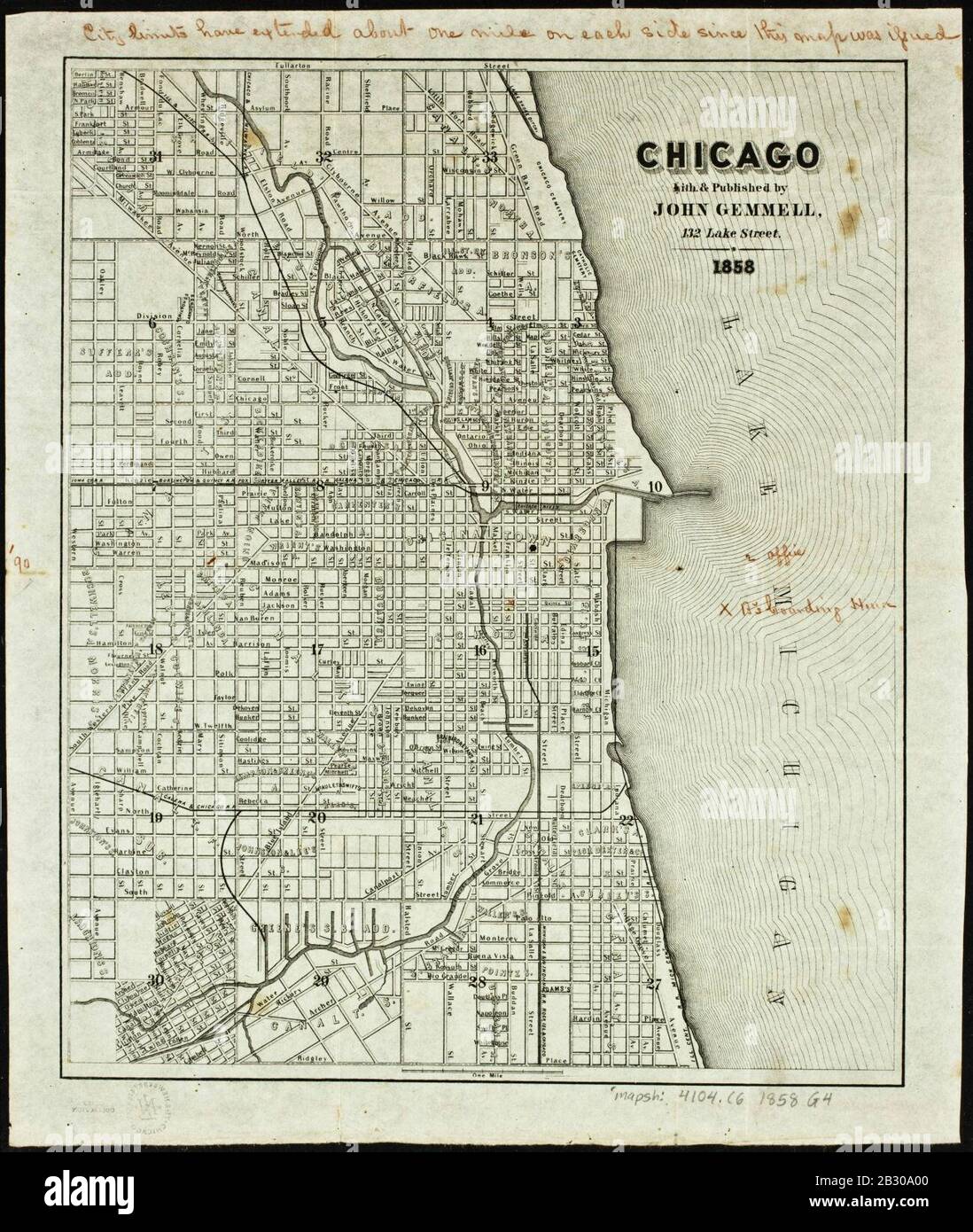 Carte Gemmell de Chicago Banque D'Images