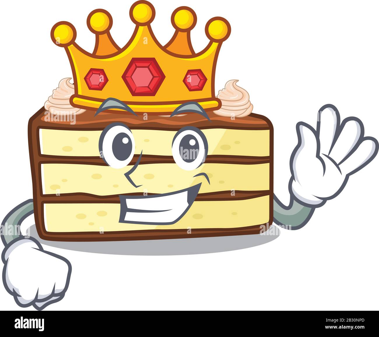 Un Motif Mascotte De Dessin Anime De Gateau De Tranche De Chocolat Execute Comme Un Roi Sur La Scene Image Vectorielle Stock Alamy