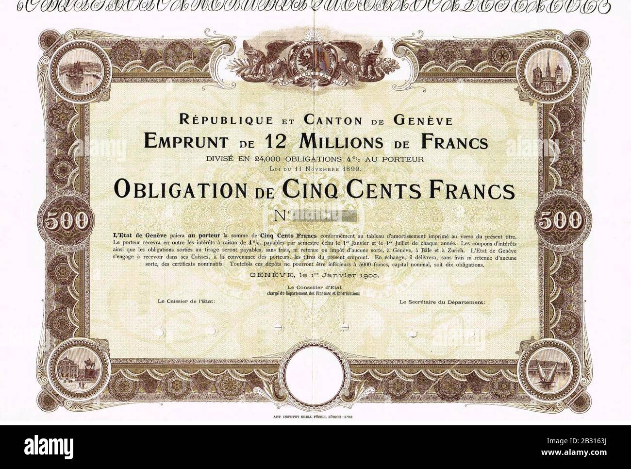 Genève Canton 1911. Banque D'Images