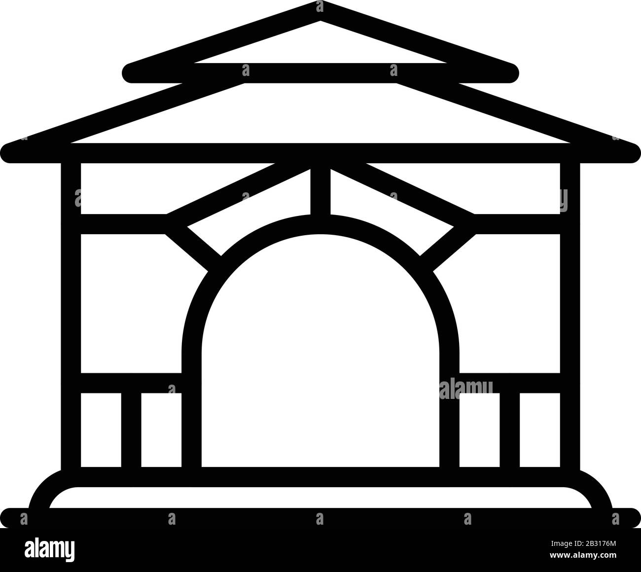 Pavillon icône pavillon, style contour Illustration de Vecteur