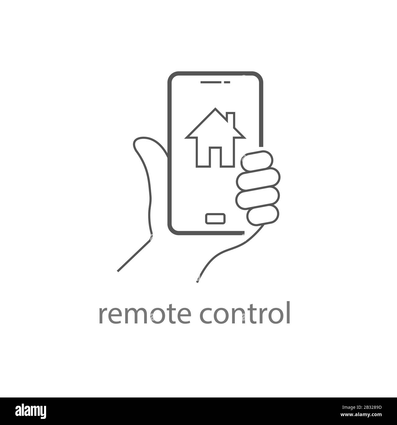 Main Holding Mobile Phone Contrôle Smart Home. Icône de la télécommande. SPE 10. Illustration de Vecteur