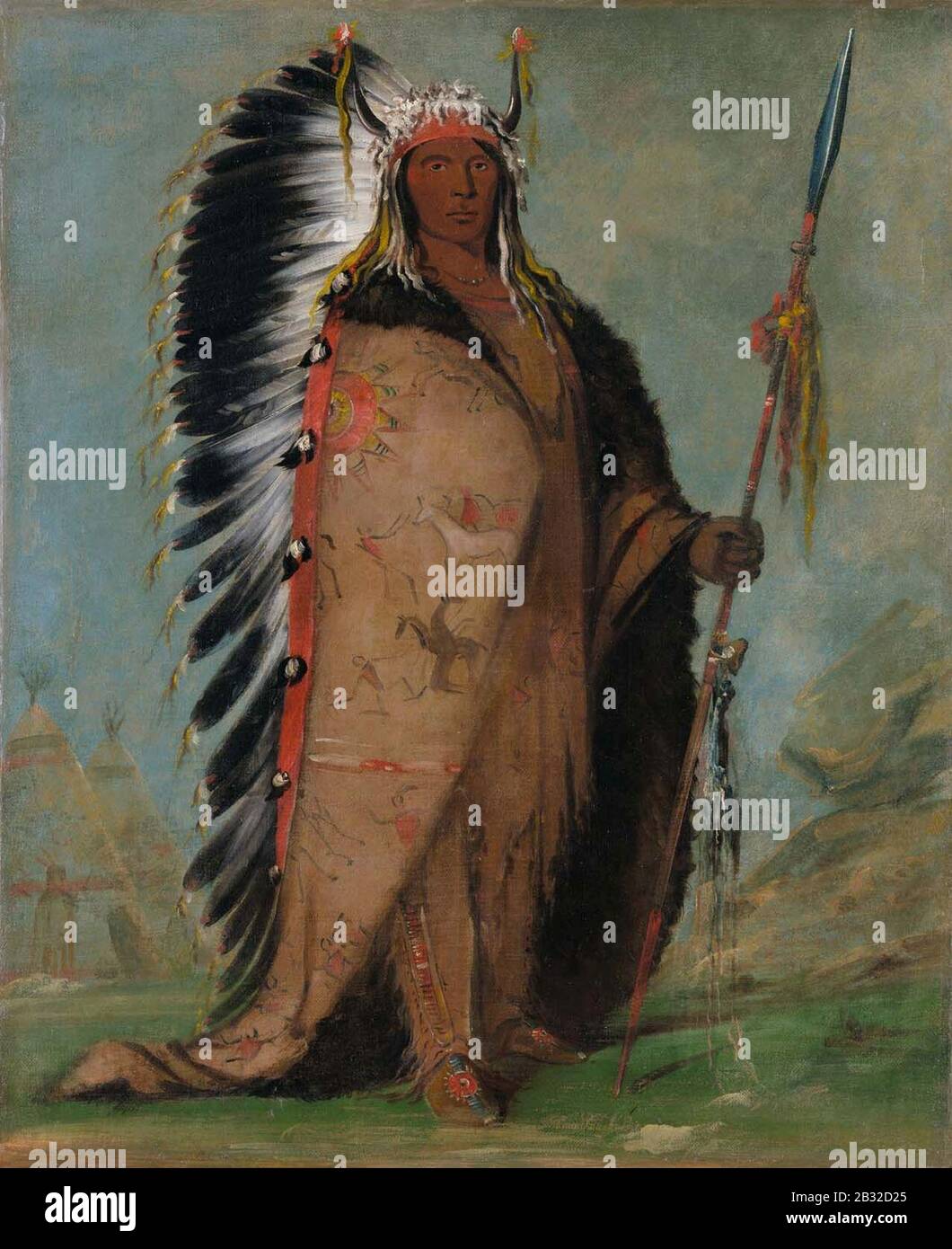 George Catlin, Ee-áh-sá-pa, Black Rock, chef De Deux bouilloire, 1832 Banque D'Images
