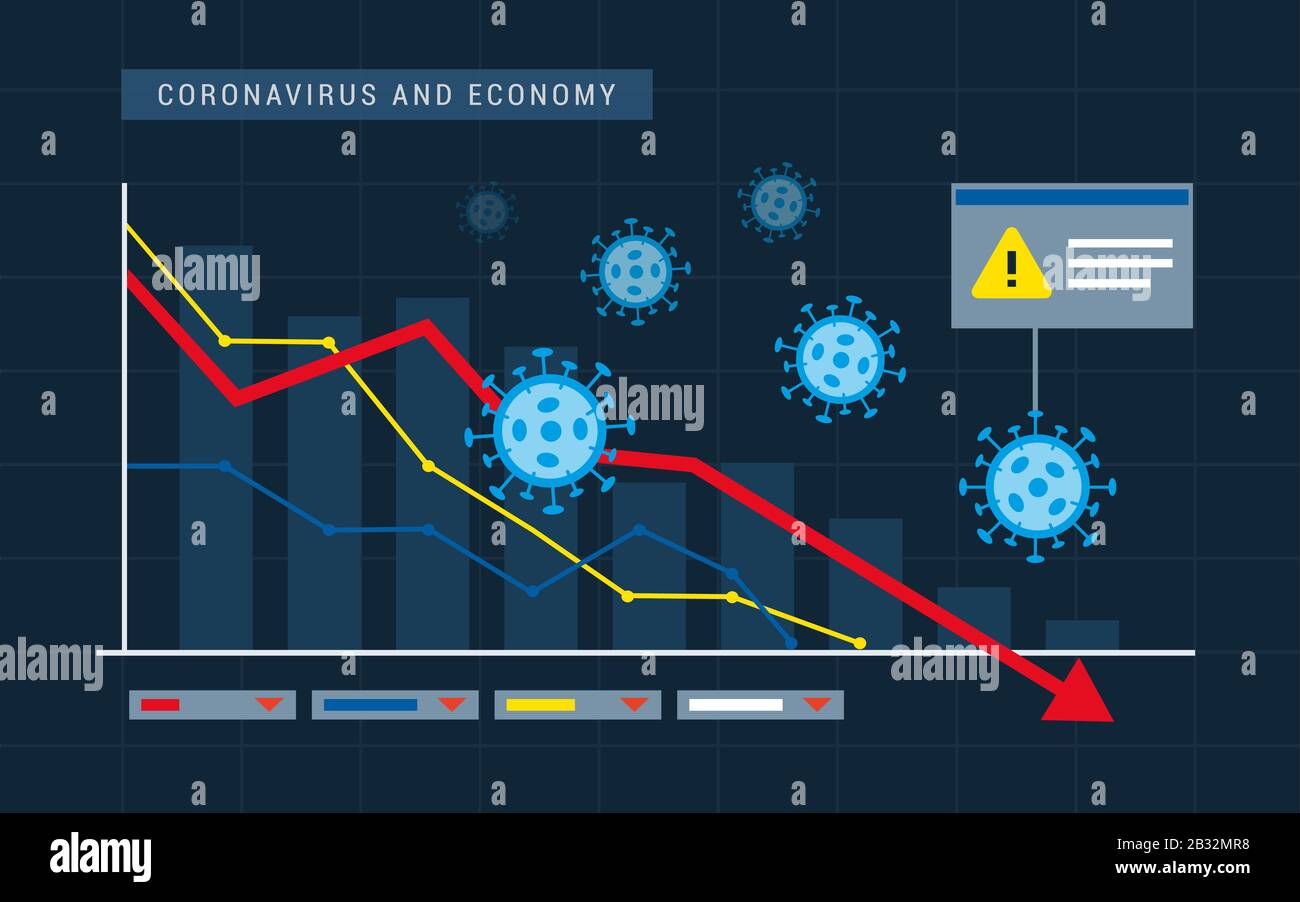 Impact du coronavirus sur l'économie mondiale et les marchés boursiers, concept de crise financière Illustration de Vecteur