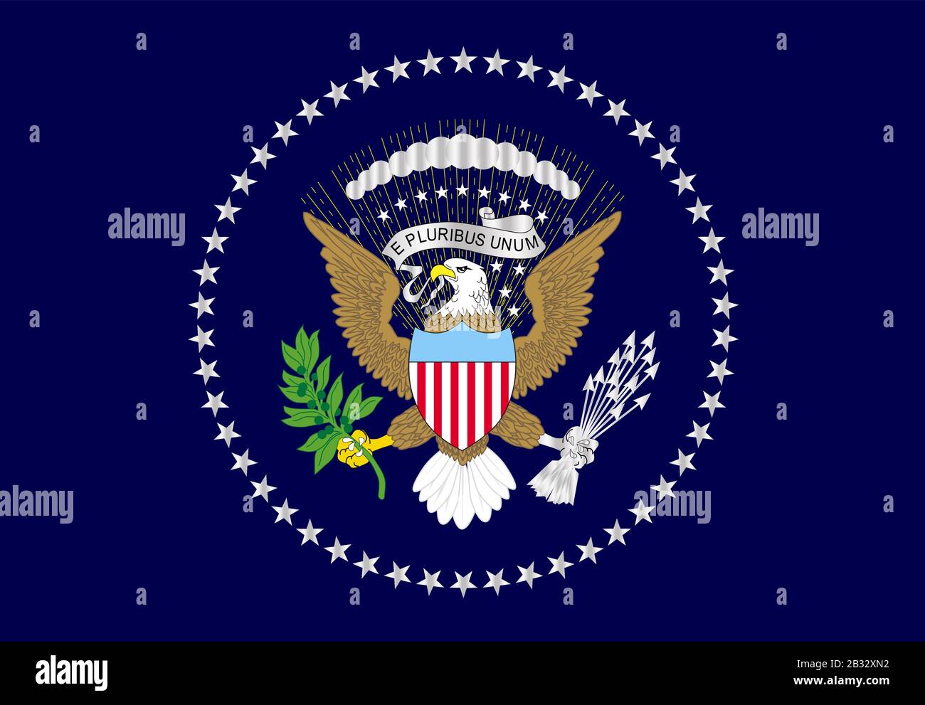 Une représentation du drapeau du président des États-Unis d'Amérique tel qu'il est accroché au Bureau ovale Illustration de Vecteur