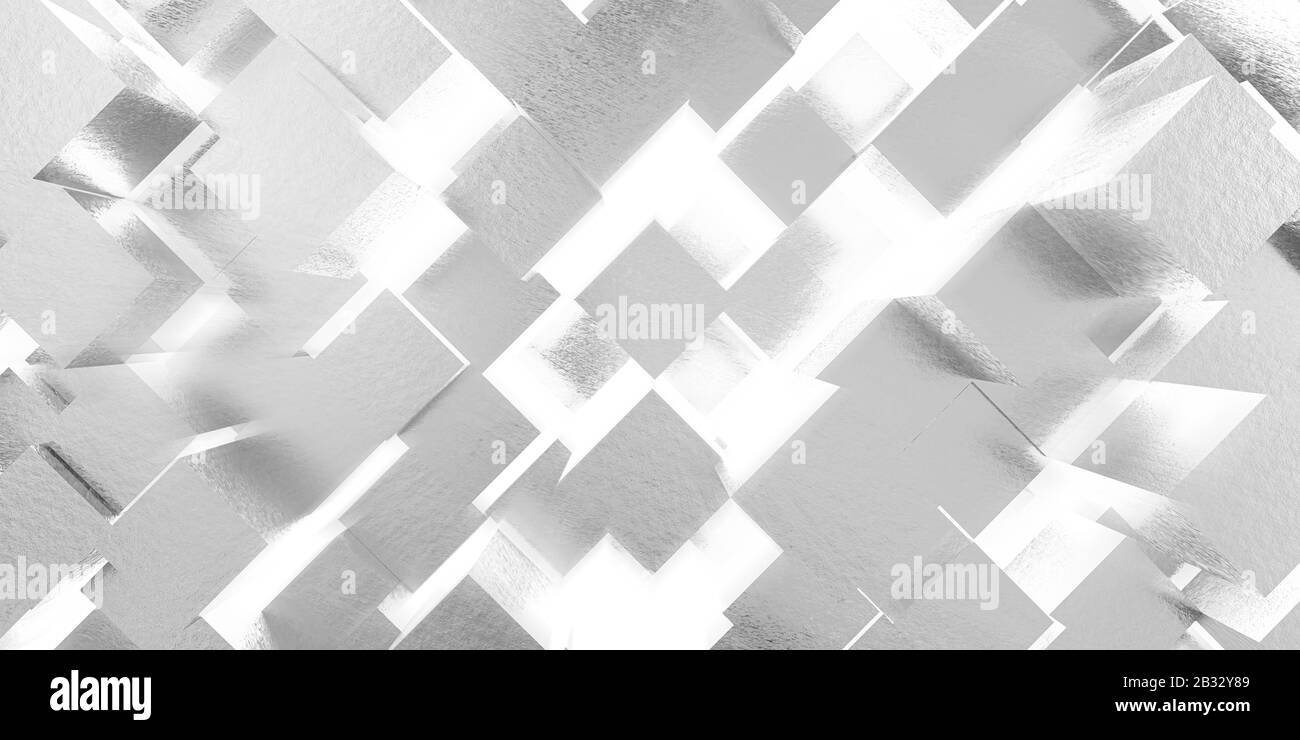 abstrait volant des cubes blancs devant un fond blanc futuriste moderne de rendu 3d Banque D'Images