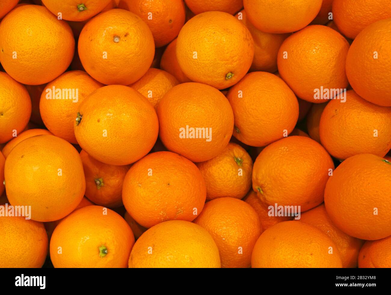 Vue sur les oranges, Citrus x sinensis, dans un supermarché anglais. Banque D'Images