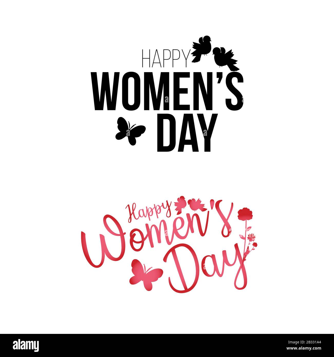 8 mars, Happy Womens Day élégante bannière lettering. Invitations à la Journée internationale de la femme Illustration de Vecteur