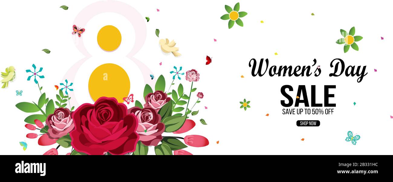 Journée internationale de la femme. 8 Mars. Bonne Journée De La Femme. Fleurs de printemps, illustration vectorielle Illustration de Vecteur