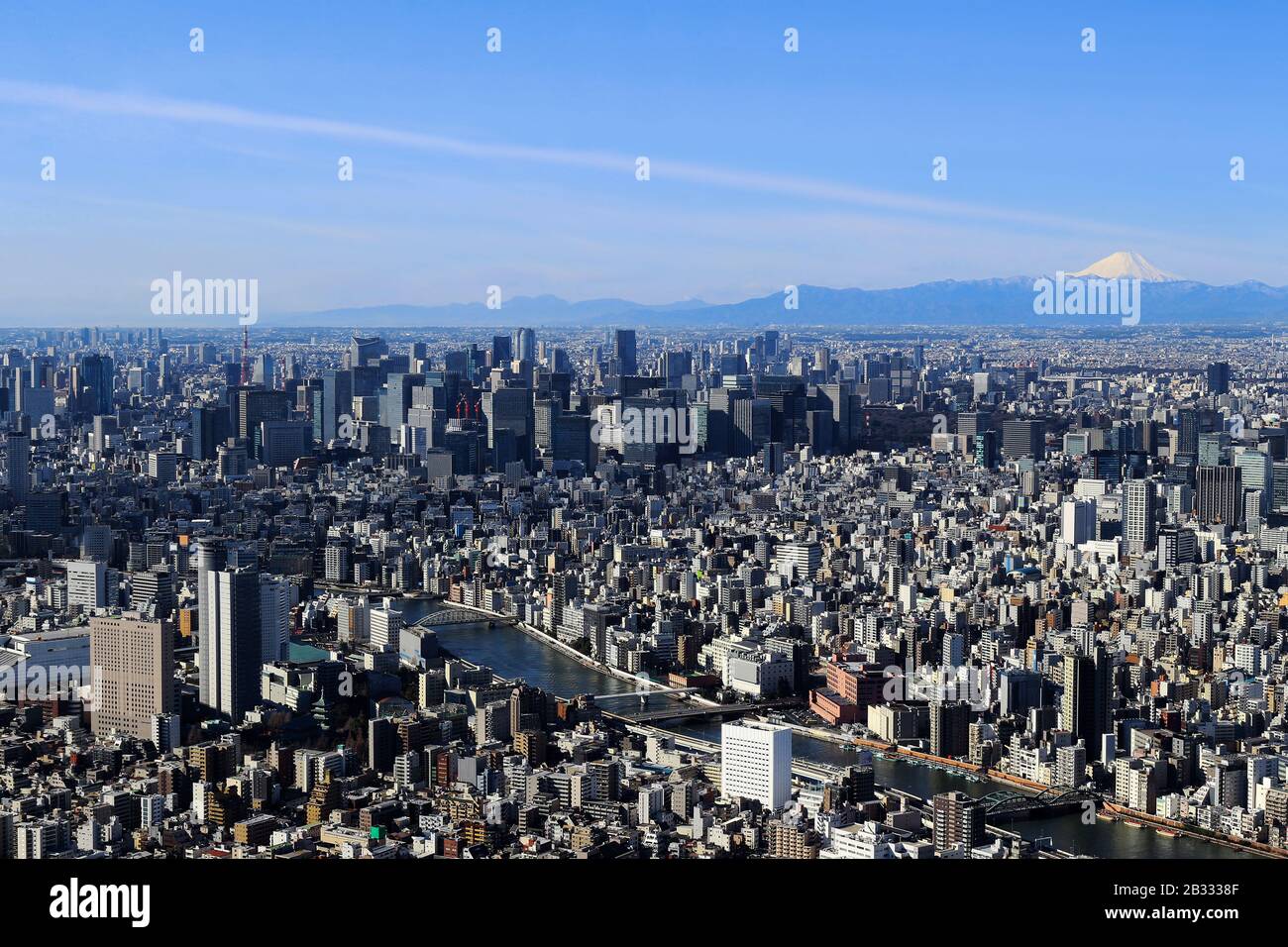 Vue panoramique sur le centre de Tokyo et le Mont Fuji depuis le Tokyo Sky Tree Banque D'Images