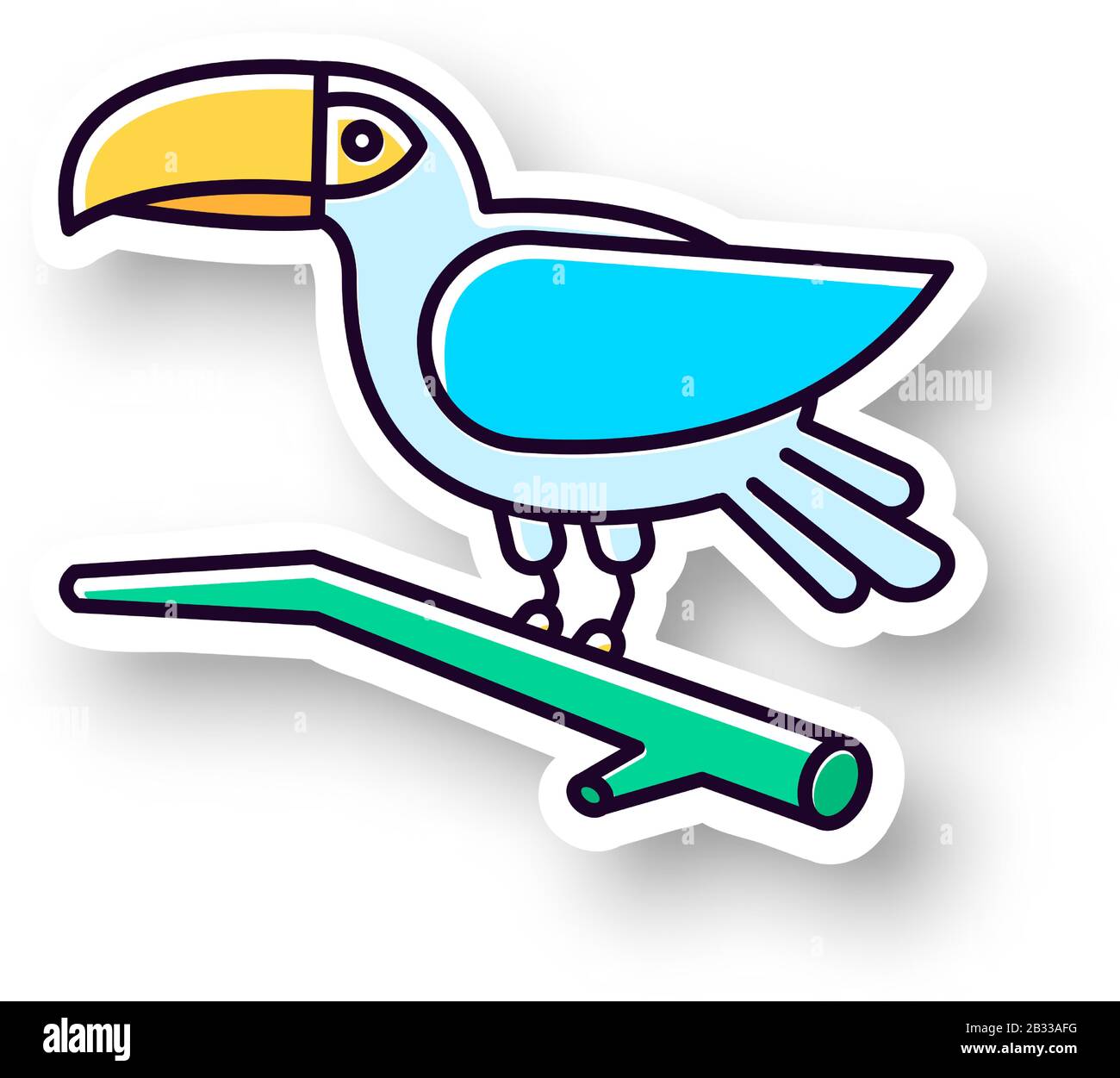 Patch Toucan. Autocollant imprimable couleur RVB. Oiseau exotique. La faune brésilienne. Faune. Birdie tropical. Ornithologie. Animal sauvage d'Amérique du Sud. Vecteur Illustration de Vecteur