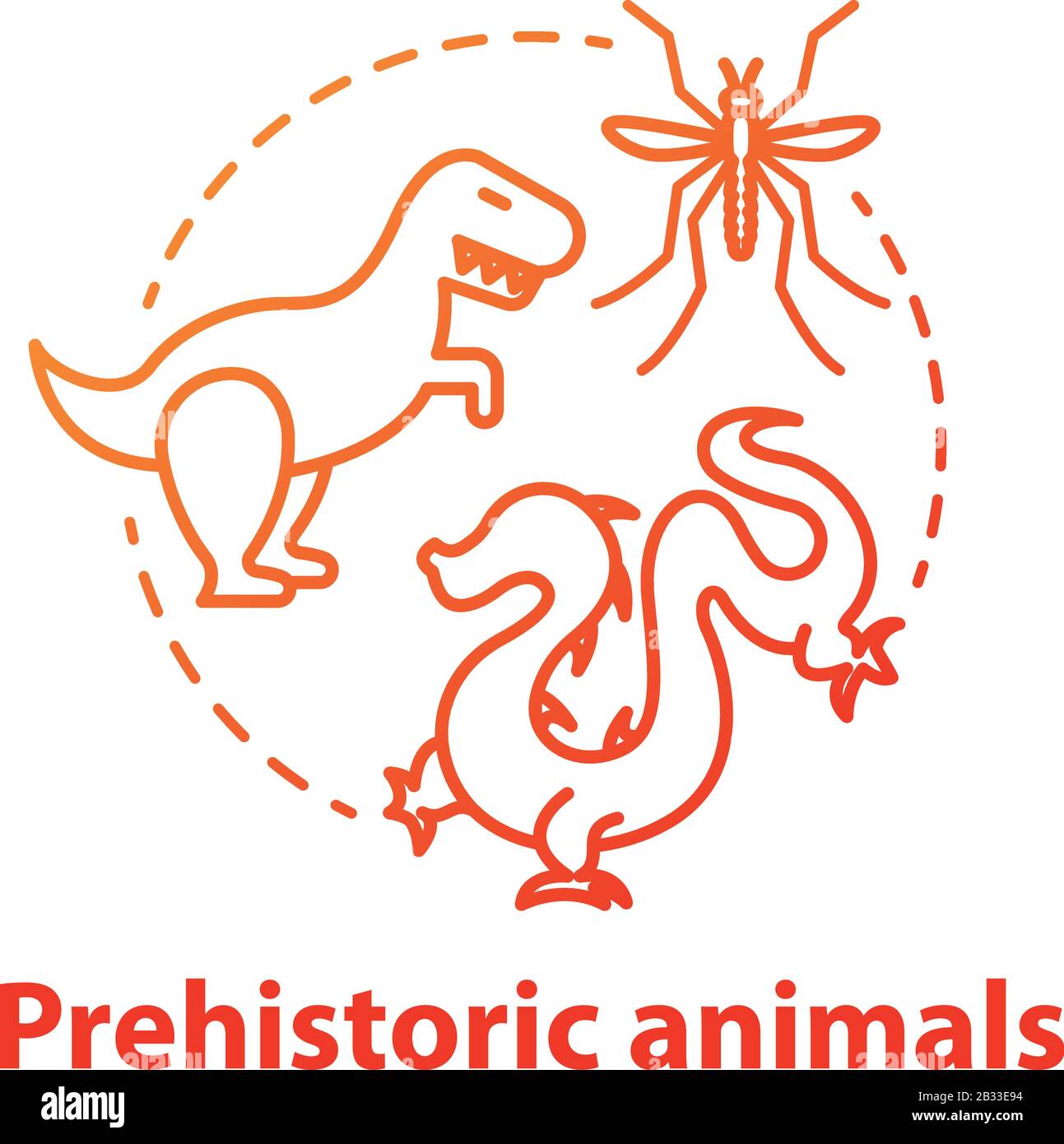 Icône de concept d'animaux préhistoriques. Recherche paléontologique. Étude des animaux éteints et mythique. Théorie de l'évolution vecteur isolé contour RVB Illustration de Vecteur