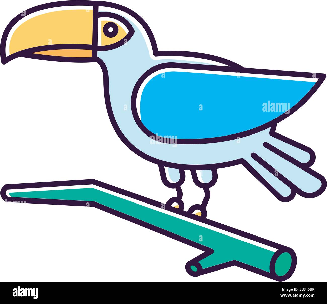 Icône couleur RVB bleu Toucan. Oiseau exotique. La faune brésilienne. Faune. Birdie tropical. Ornithologie. Animal sauvage d'Amérique du Sud. Vecteur isolé Illustration de Vecteur