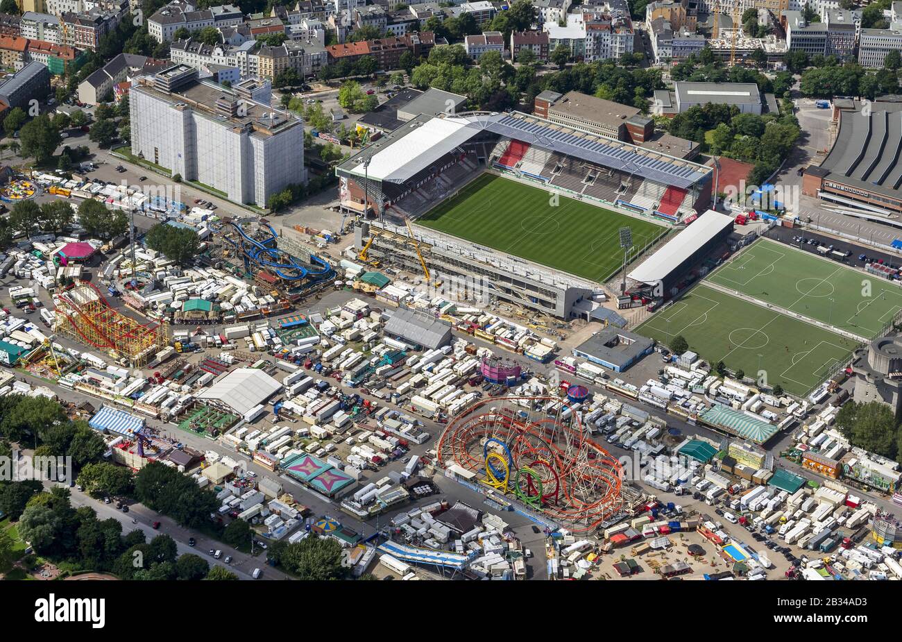 Stade St Pauli. Le stade abrite la première et 2 équipes de football du FC St Pauli, 12.08.2012, vue aérienne , Allemagne, Hambourg, St Pauli Banque D'Images