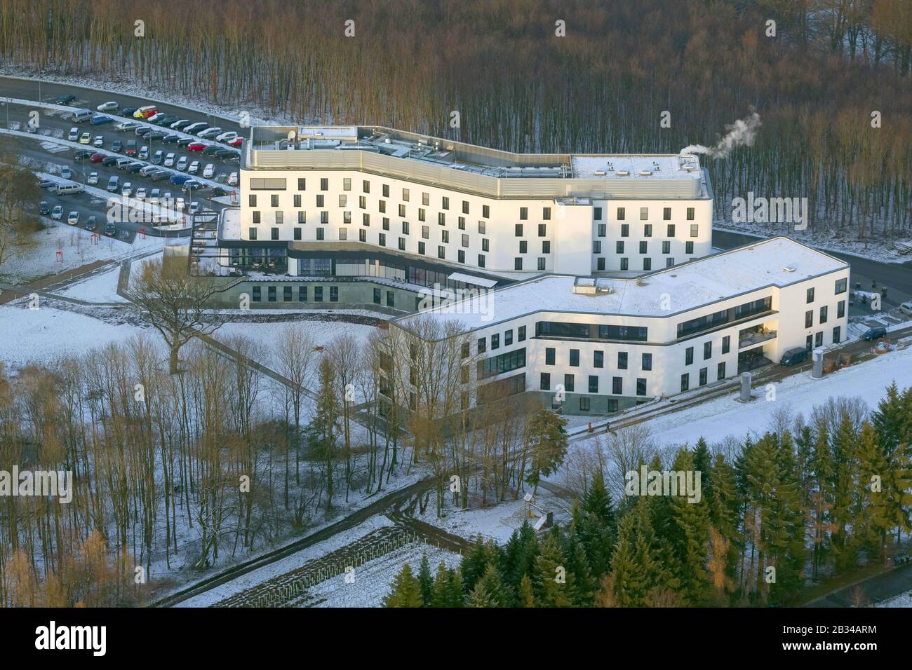 , construire le centre de formation de l'Union IG Metall, 06.12.2012, vue aérienne, Allemagne, Rhénanie-du-Nord-Westphalie, Bergisches Land, Sprockhoevel Banque D'Images