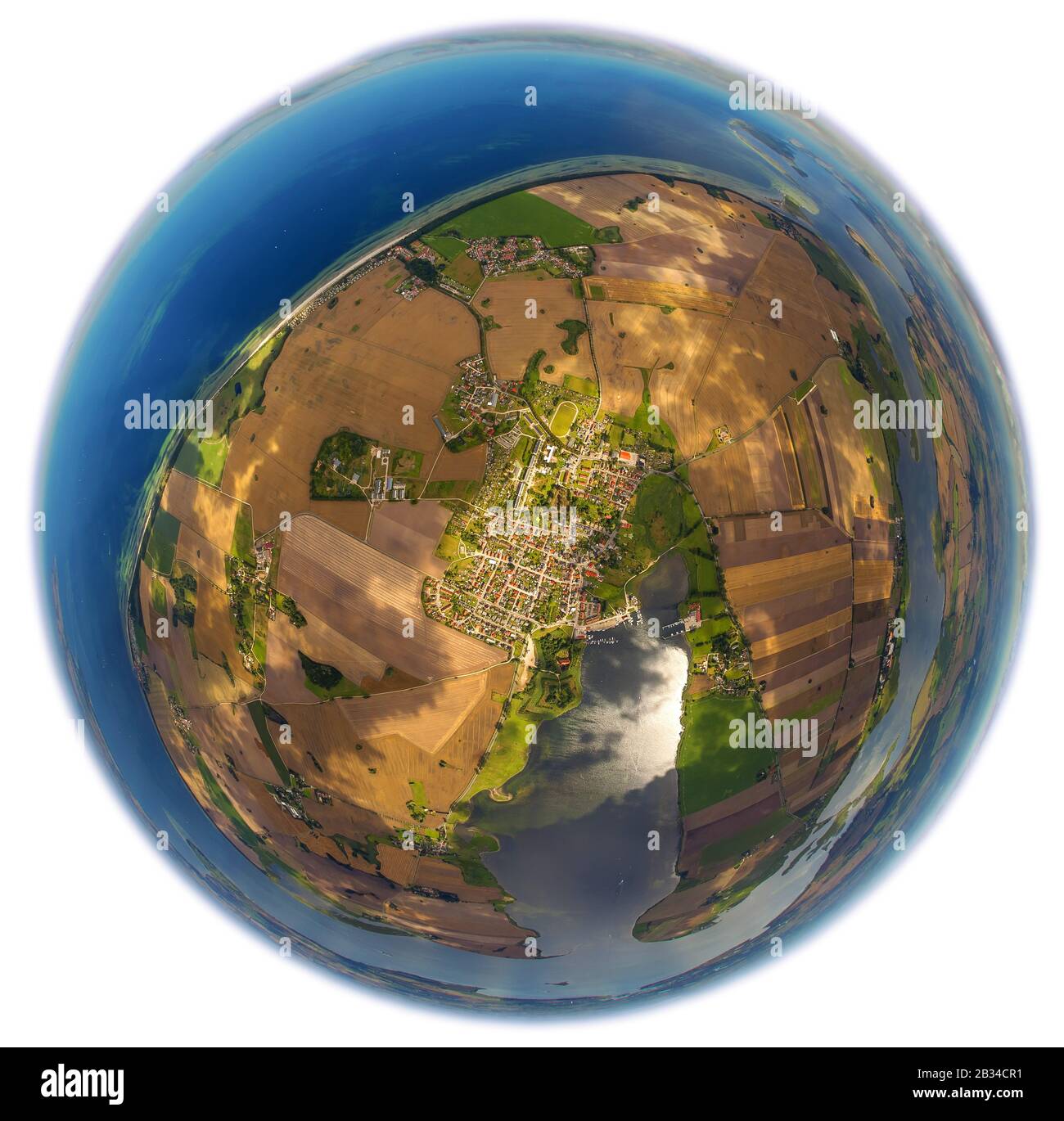 Île Poel avec village Kirchdorf, 12.08.2012, vue aérienne, Allemagne, Mecklembourg-Poméranie occidentale, Kirchdorf Banque D'Images