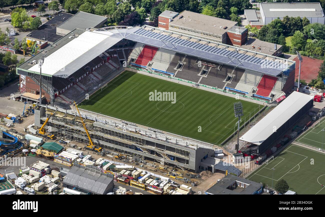 Stade St Pauli. Le stade abrite la première et 2 équipes de football du FC St Pauli, 12.08.2012, vue aérienne, Allemagne, Hambourg, St Pauli Banque D'Images