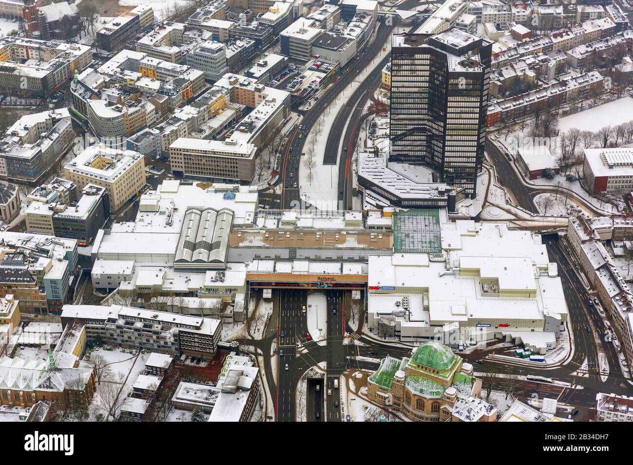 Galerie Rathaus, galerie de l'hôtel de ville, en centre-ville d'Essen, près de l'hôtel de ville, 18.01.2013, vue aérienne, Allemagne, Rhénanie-du-Nord-Westphalie, Ruhr, Essen Banque D'Images