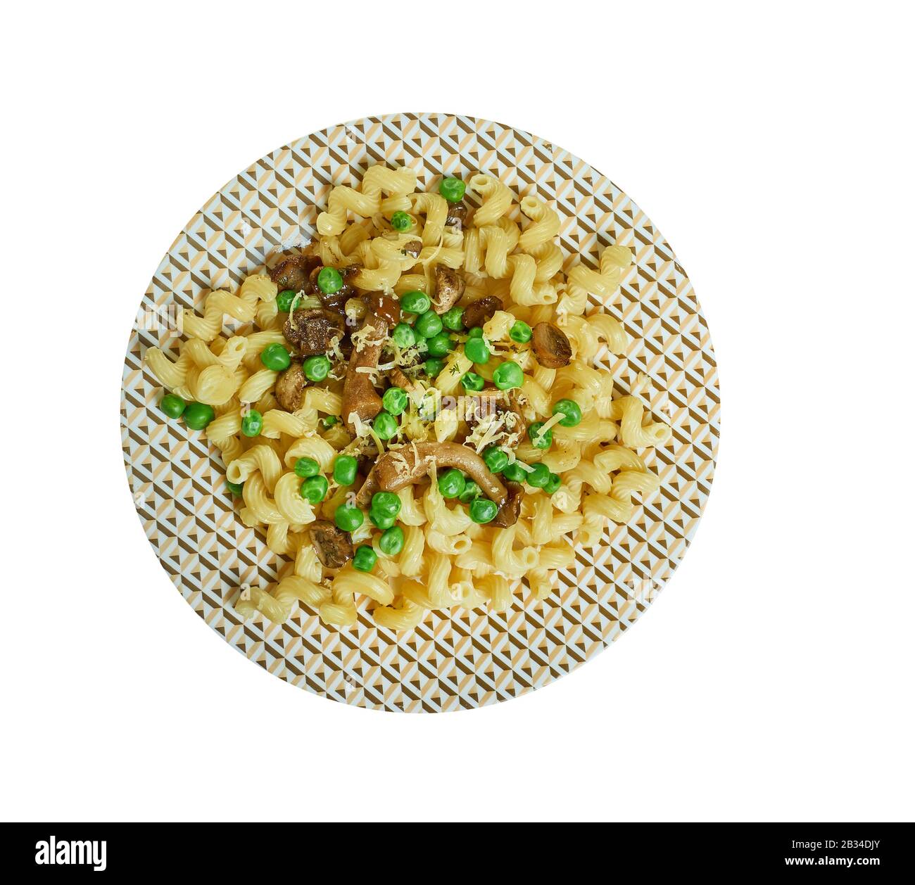 Pimiento Mac Avec Champignons Sauvages Et Peas De Près Banque D'Images