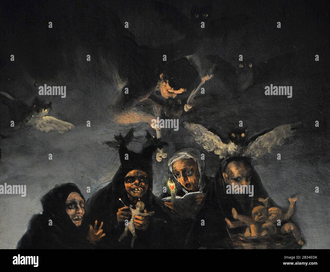 Francisco de Goya y Lucientes (1746-1828). Peintre espagnol. Le Sabbat Des Sorcières Ou Les Sorcières, 1797-1798. Détails. Musée Lazaro Galdiano. Madrid. Espagne. Banque D'Images