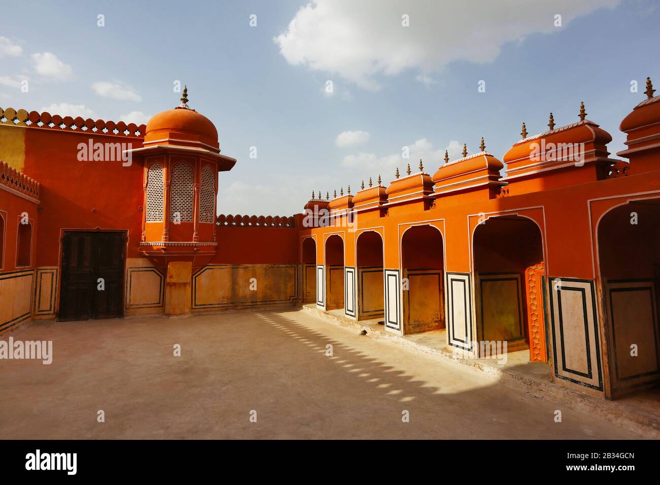 Étage Décoré, Palais Des Vents, Hawa Mahal, Jaipur, Rajasthan, Inde Banque D'Images