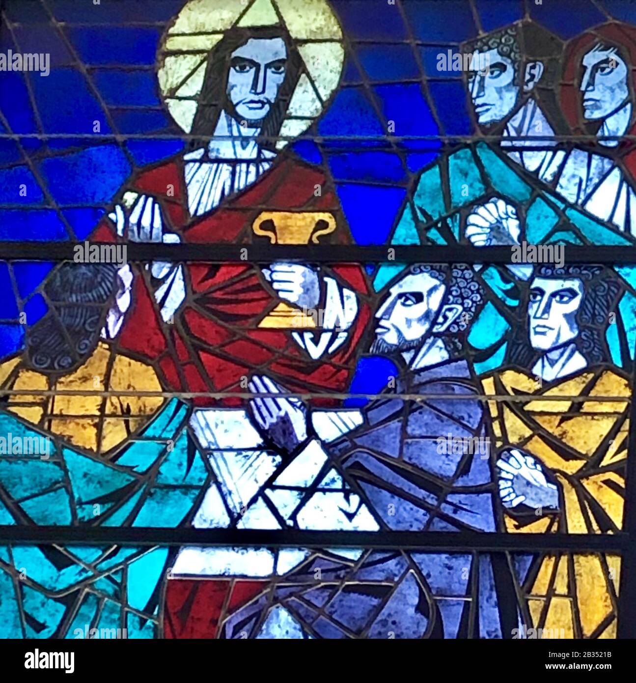 La Nouvelle-ORLÉANS, ÉTATS-UNIS - Aoû 07, 2019: Image en vitrail de la dernière Cène prise à l'église Sainte-Catherine de Sienne Banque D'Images