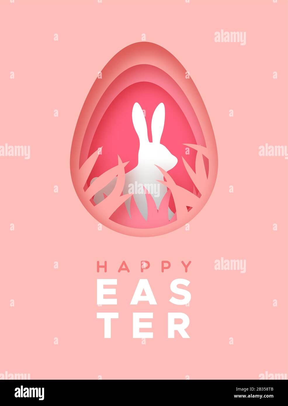 Bonne Carte De Vœux De Paques De Joli Lapin En Papier A L Interieur De L Oeuf Avec Citation De Texte Festive Illustration Realiste De La Decoupe En Trois Couches Pour Le Christ Traditionnel