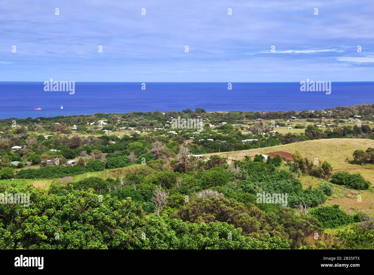 Rapa Nui. La Vue Sur Hanga Roa, Île De Pâques, Chili Banque D'Images