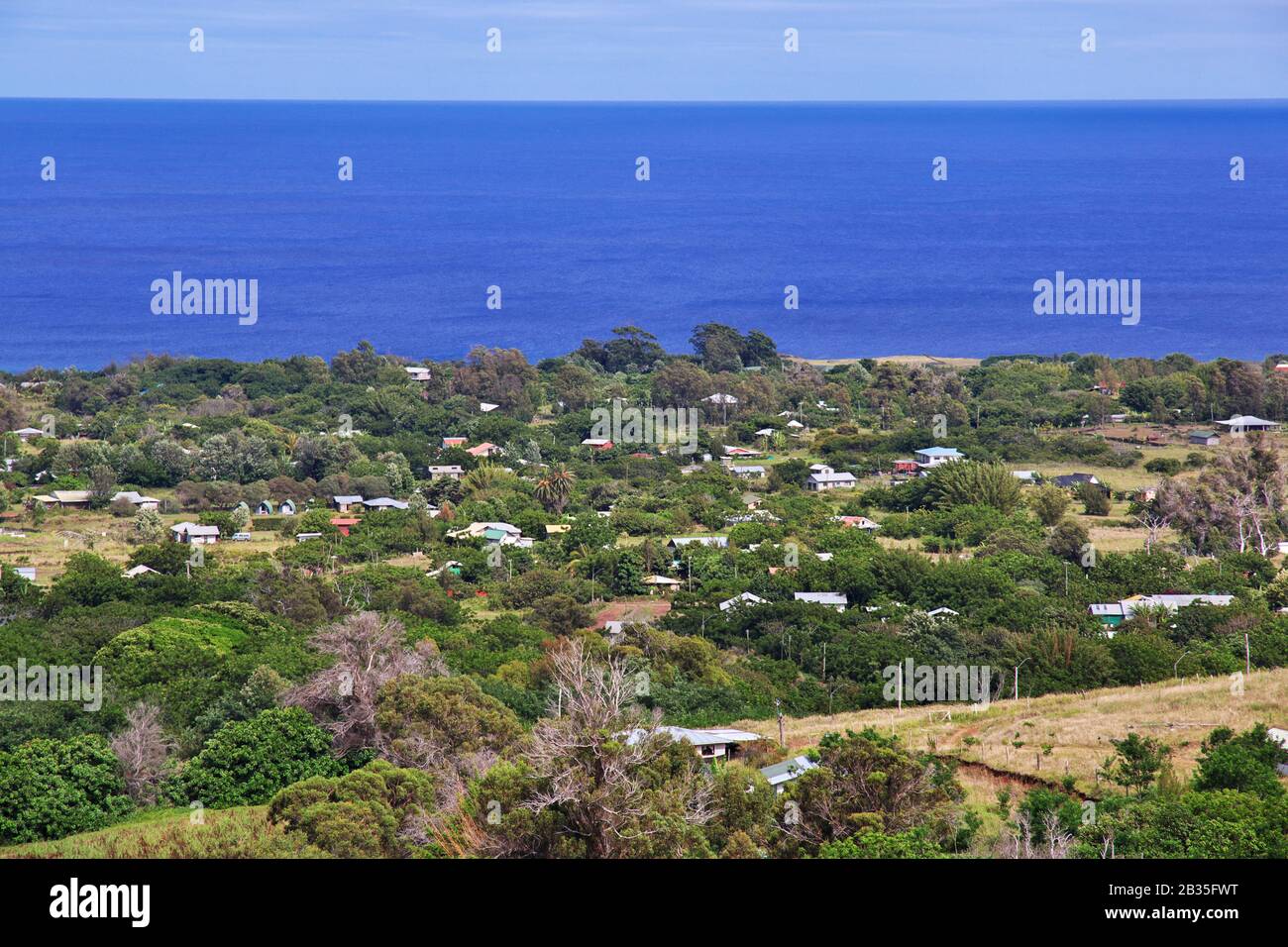 Rapa Nui. La Vue Sur Hanga Roa, Île De Pâques, Chili Banque D'Images