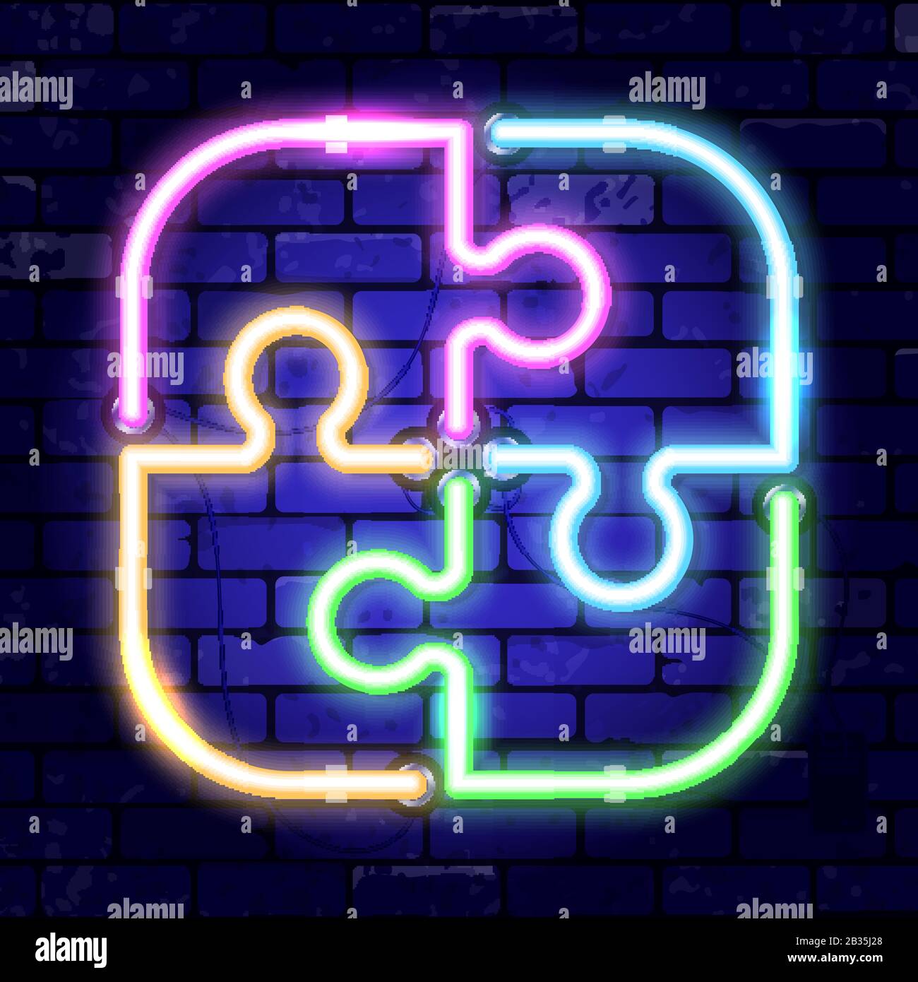 Puzzle À Panneaux Au Néon Illustration de Vecteur