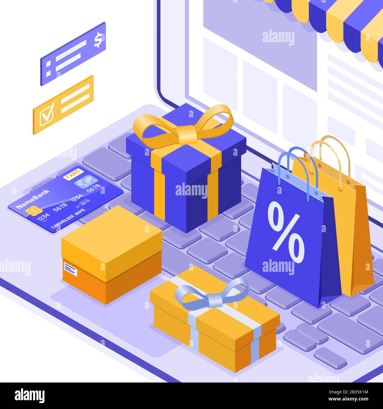 Isométrique Internet Shopping Illustration de Vecteur