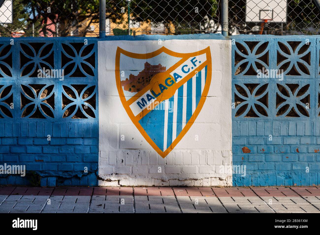 Malaga.CF. Badge de football peint sur un mur à Malaga Banque D'Images