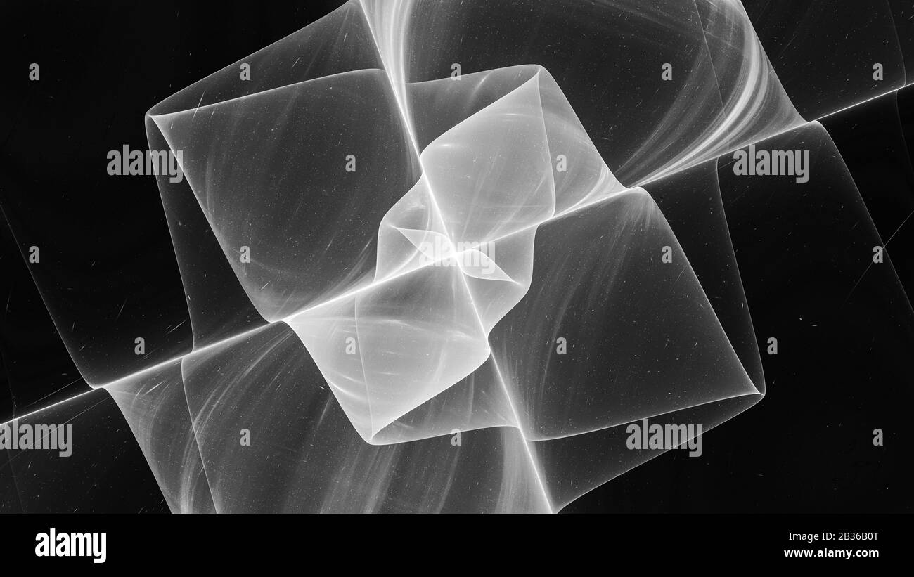 Monde quantique brillant, l'ordinateur a généré un effet abstrait noir et blanc Banque D'Images