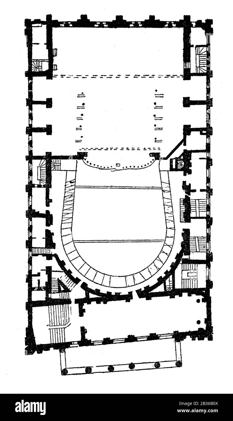 Plan au sol de l'Opéra Royal, Covent Garden, centre de Londres, Royaume-Uni, 1860 Banque D'Images