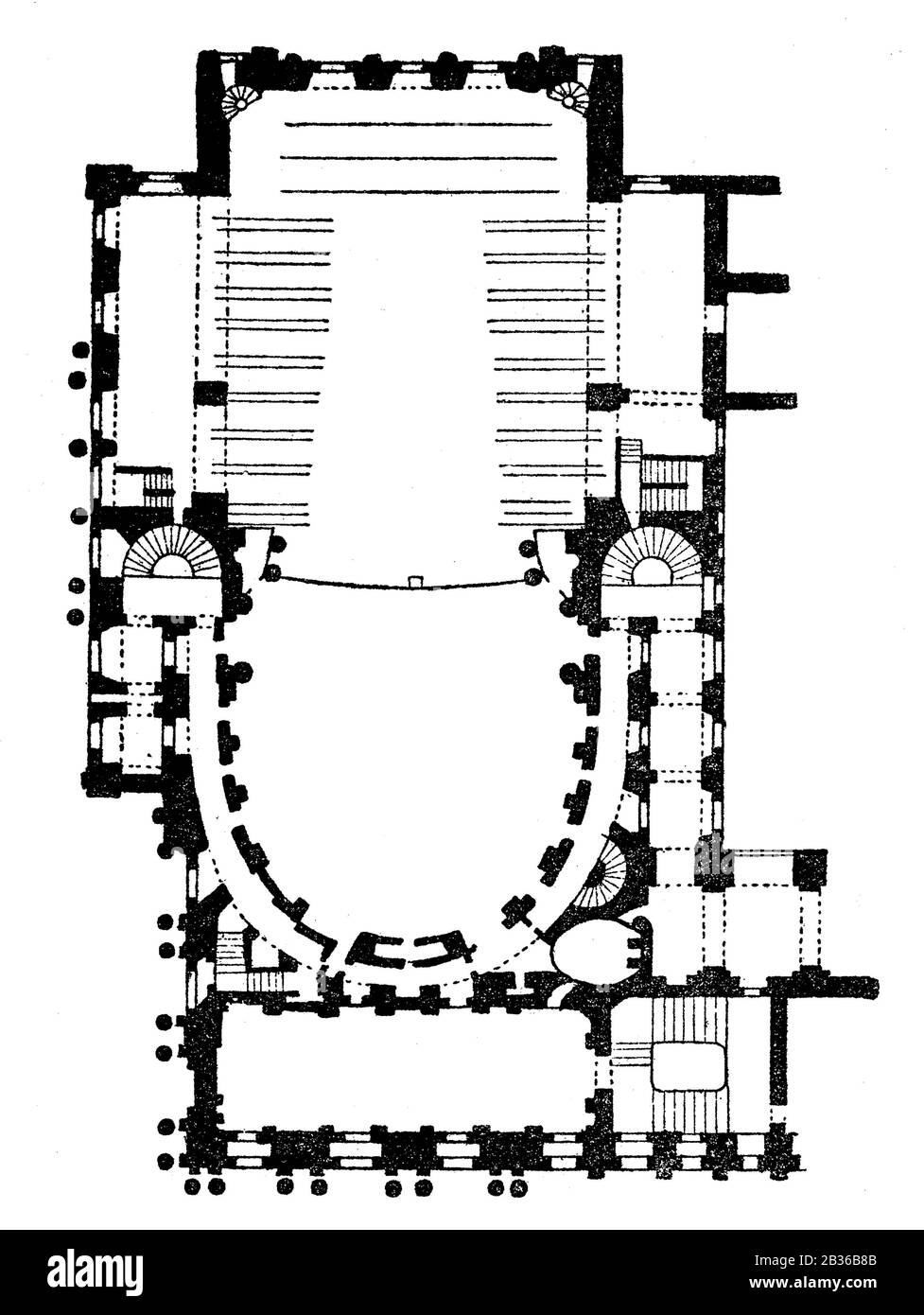 Plan de terrain de l'Opéra royal de Versailles, France, 1860 s. Banque D'Images