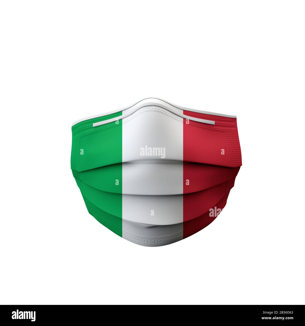 Masque médical protecteur drapeau Italie. Rendu 3D Banque D'Images
