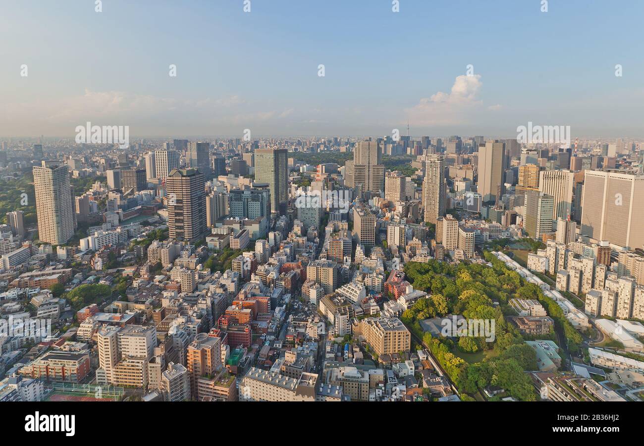 Vue sur le quartier d'Akasaka depuis la tour de l'hôtel Ritz Carlton. Akasaka est un quartier résidentiel et commercial de Minato, Tokyo, Japon Banque D'Images