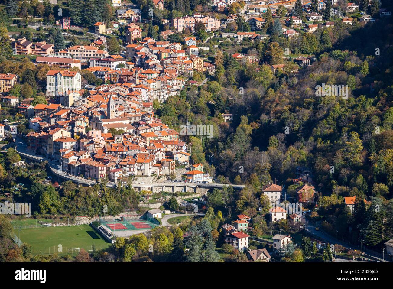 France, Alpes-Maritimes, Parc national du Mercantour, Haute-Vésubie, Saint-Martin-Vésubie, le village Banque D'Images