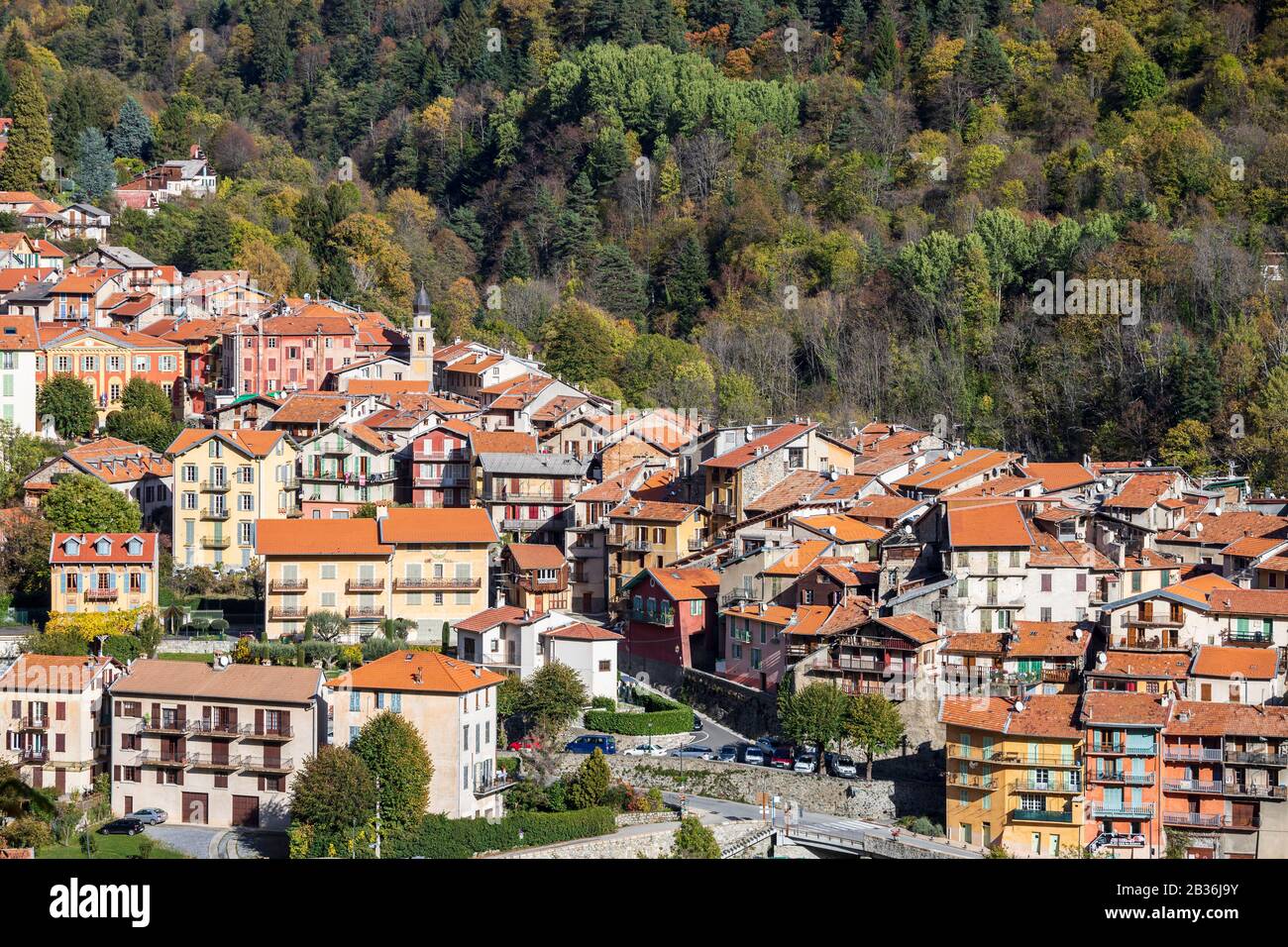 France, Alpes-Maritimes, Parc national du Mercantour, Haute-Vésubie, Saint-Martin-Vésubie, le village Banque D'Images