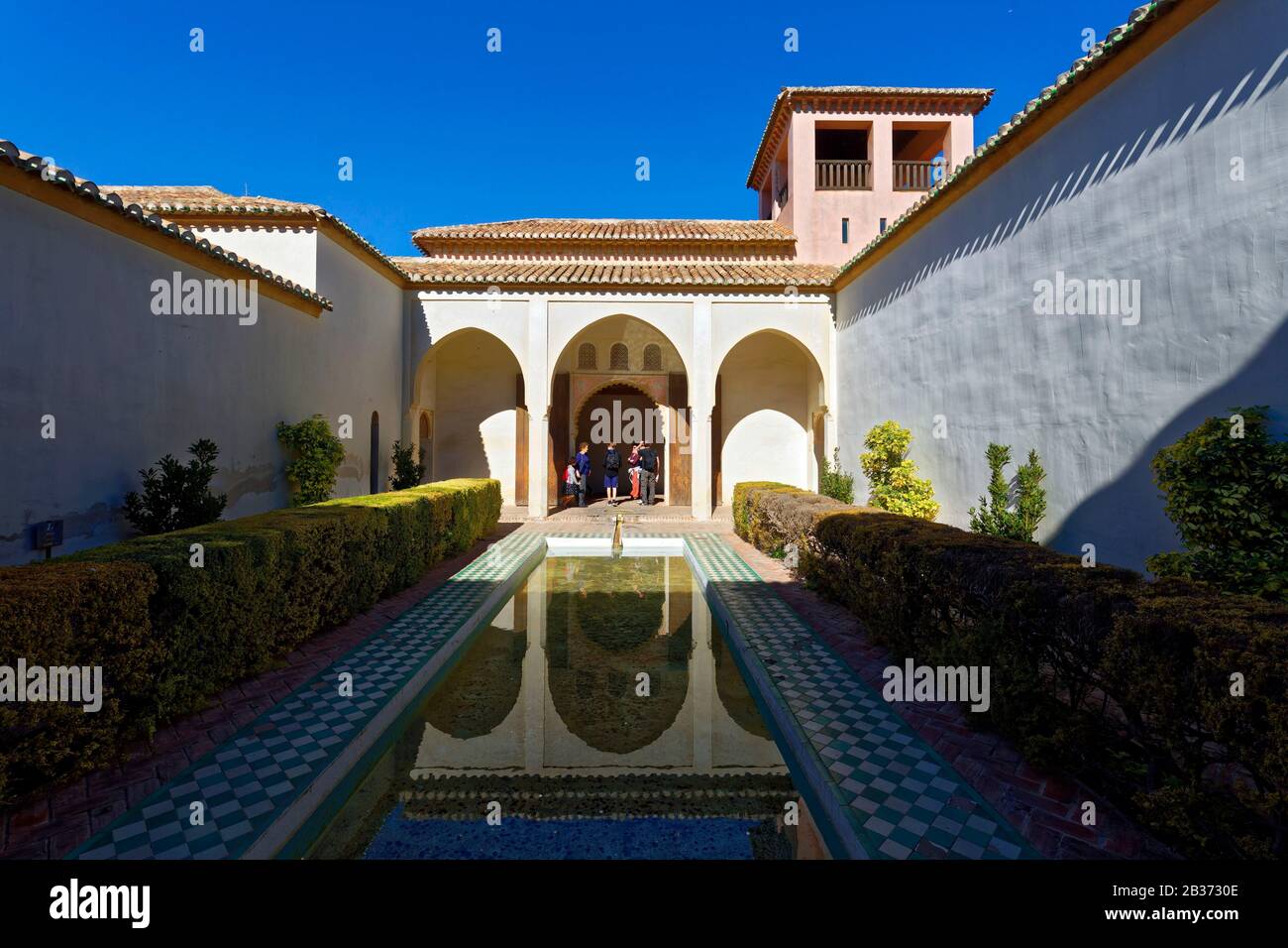 Espagne, Andalousie, Costa Del Sol, Malaga, Alcazaba, Patio De La Alberca Banque D'Images