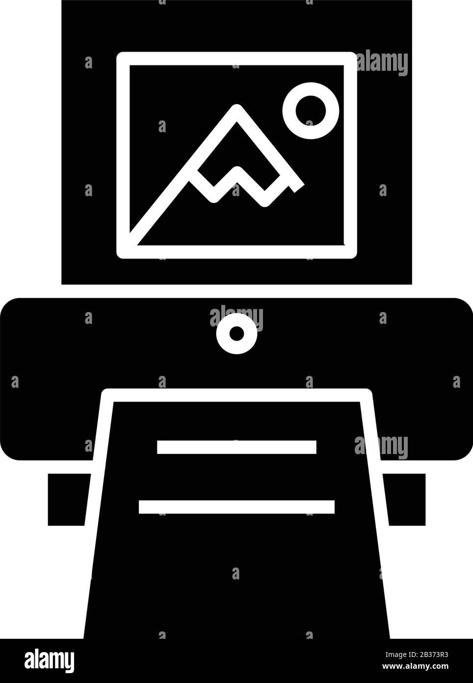 Impression d'une icône noire, d'une illustration conceptuelle, d'un symbole vectoriel plat, d'un symbole glyphe. Illustration de Vecteur