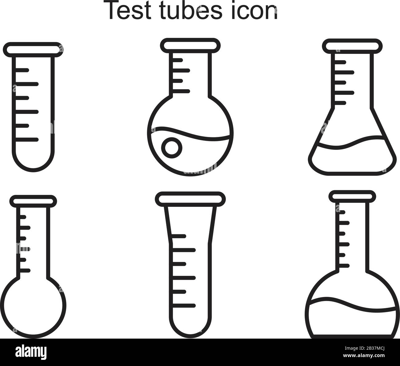 Modèle d'icône de tubes à essai, couleur noire modifiable. Symbole des tubes à essai illustration vectorielle plate pour la conception graphique et Web. Illustration de Vecteur