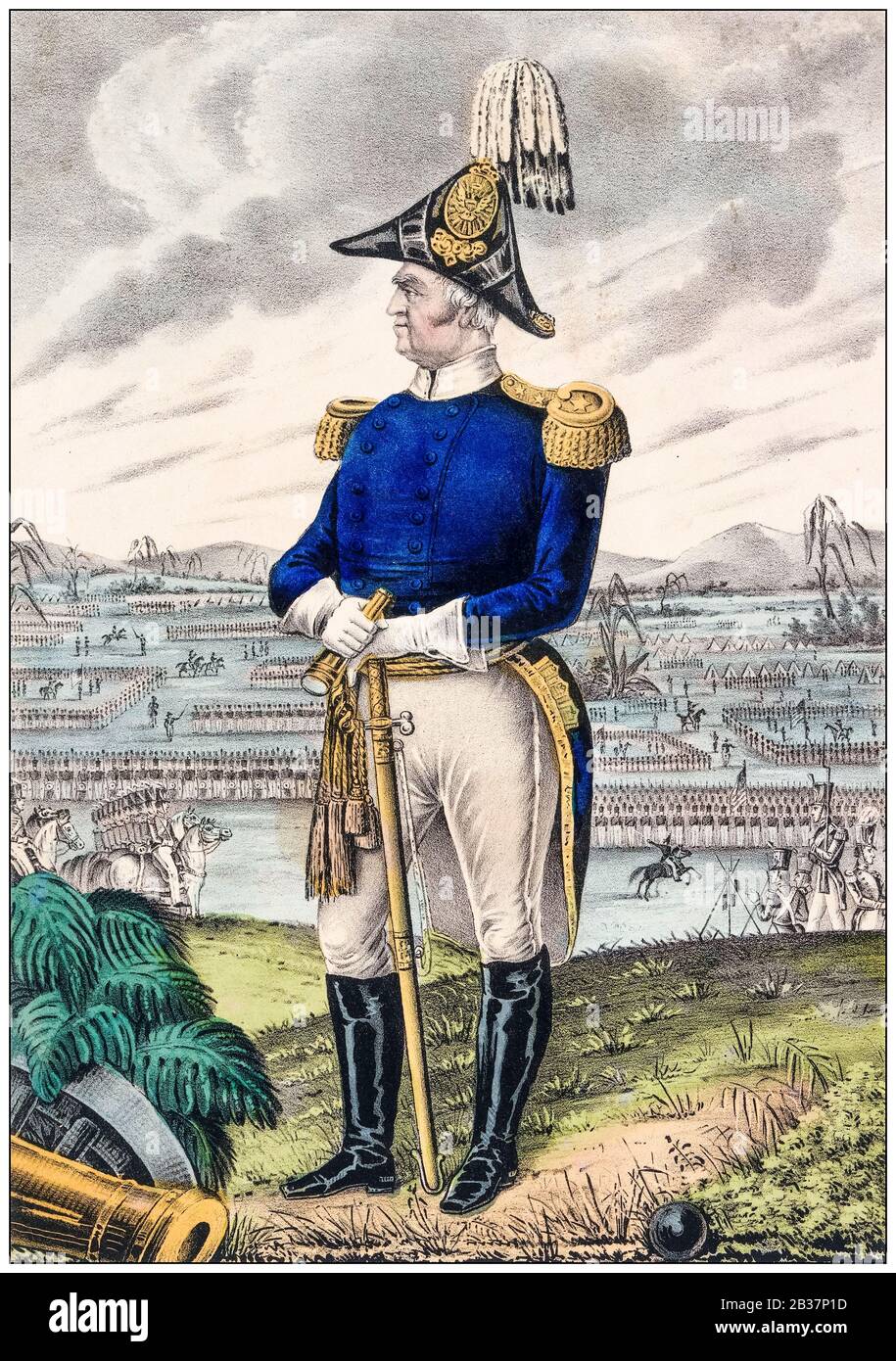 Major Général Zachary Taylor (1784–1850), Armée Américaine, Portrait Imprimé Par Nathaniel Currier, 1847 Banque D'Images