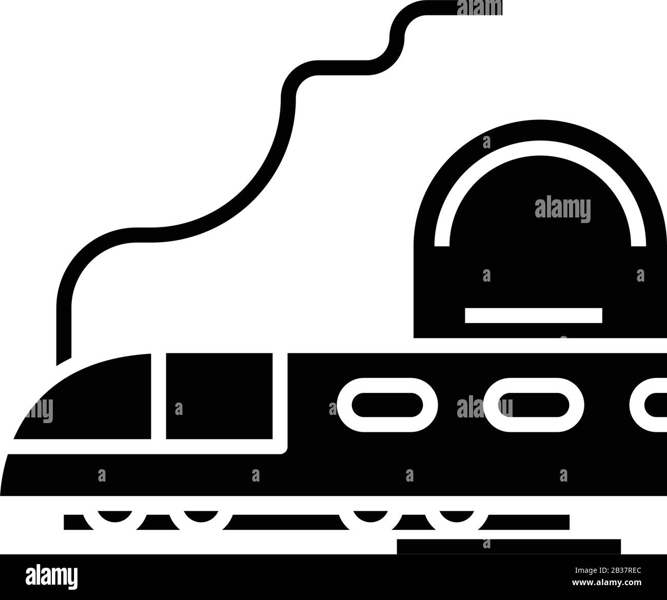 Icône noire du train de montagne, illustration du concept, symbole plat vectoriel, signe glyphe. Illustration de Vecteur