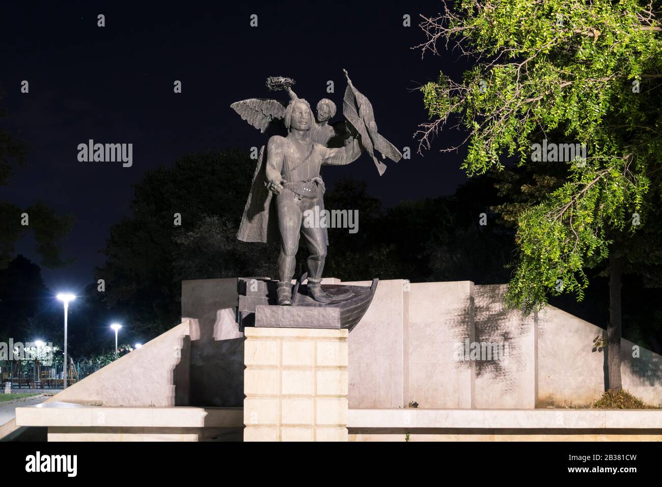 Monument d'Emmanuel Pappas - leader de la guerre grecque d'indépendance. Monument situé à Thessalonique. Dans la nouvelle mer de Thessalonique. Banque D'Images