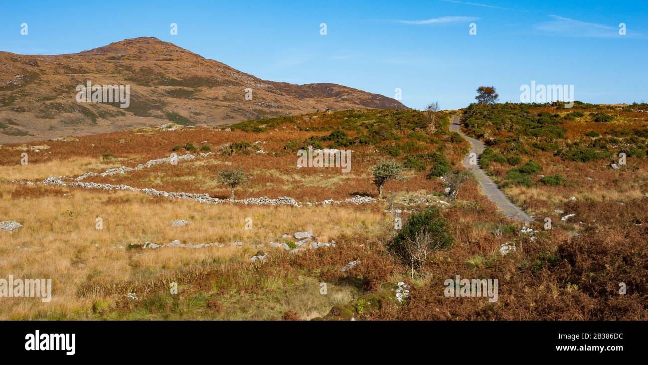 Sentier de randonnée Old Kenmare Road dans le paysage pittoresque et accidenté du parc national de Killarney Banque D'Images