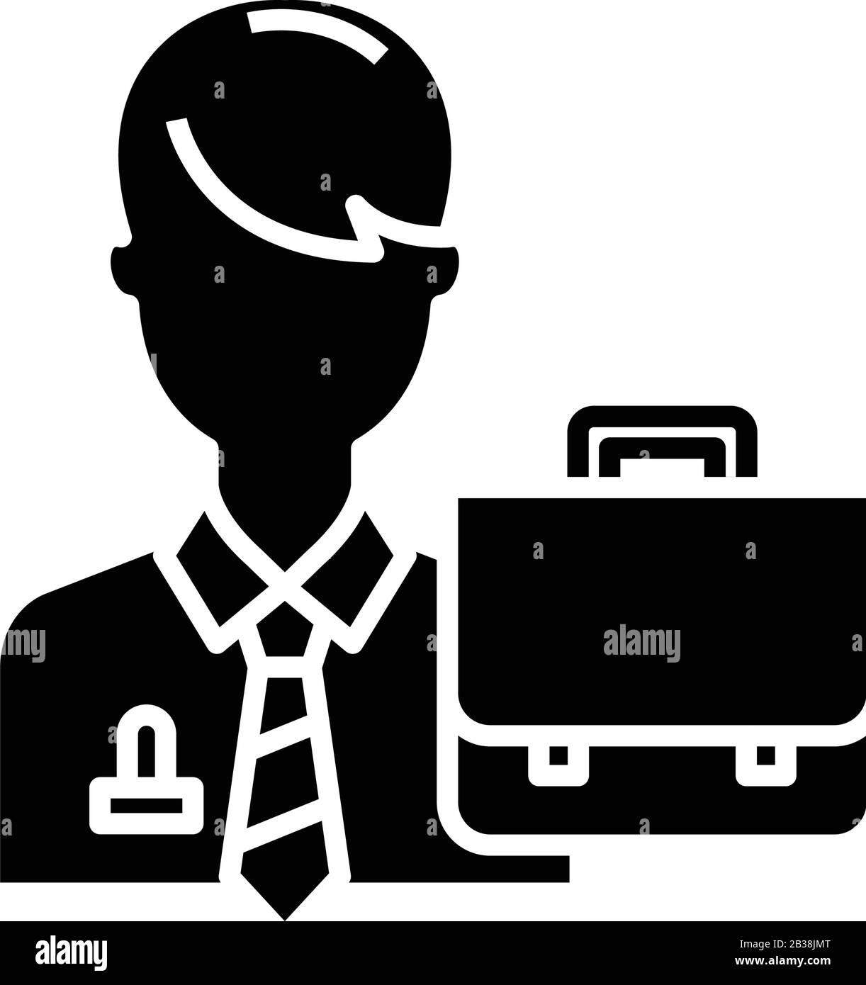 Icône noire de l'employé de bureau, illustration du concept, symbole plat vectoriel, signe glyphe. Illustration de Vecteur