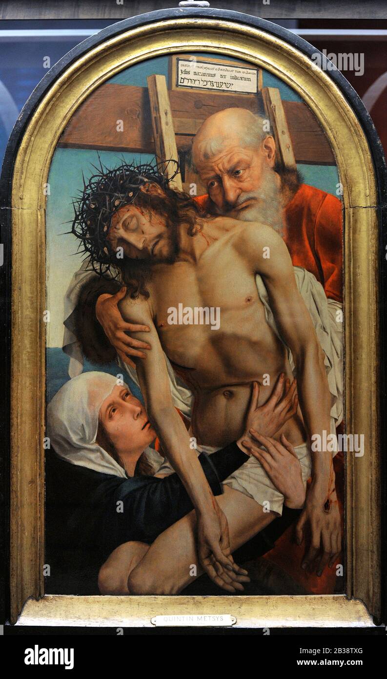 Quentin Matsys (CA.1466-1530). Peintre flamand. Triptyque de la descente. Descente de la Croix. Musée Lazaro Galdiano. Madrid. Espagne. Banque D'Images