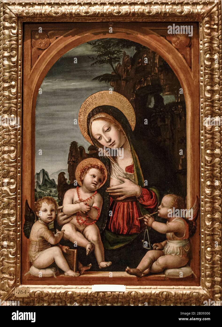 Italie Lombardie Milan Brera Art Gallery - Bernardino Zenale - Madonna et enfant et deux anges de musicien Banque D'Images