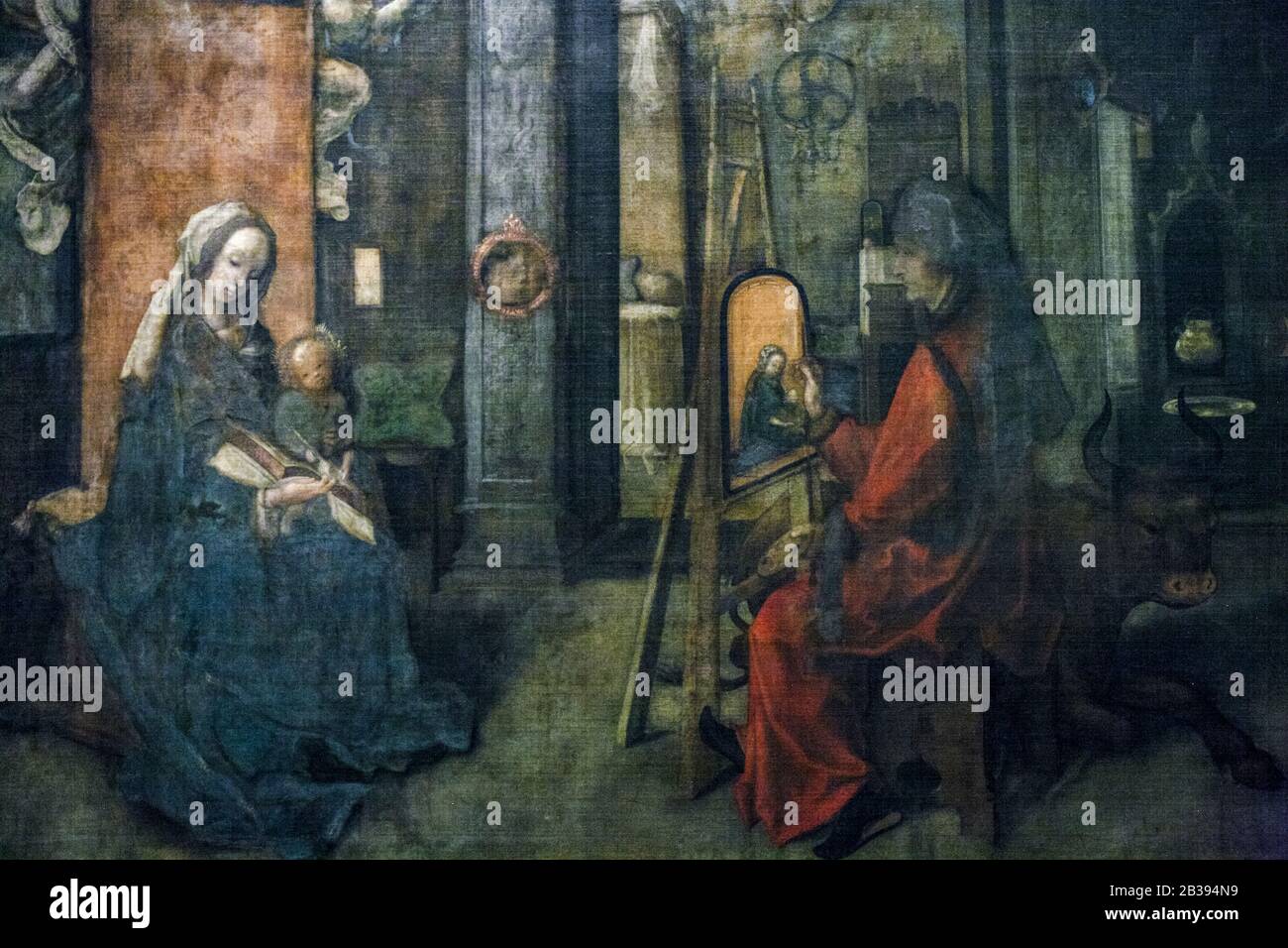 Italie Lombardie Milan Brera Art Gallery - Saint Luke dans l'acte de peinture de la Madonna et de l'enfant. Ecole d'Anvers XVIe siècle Banque D'Images